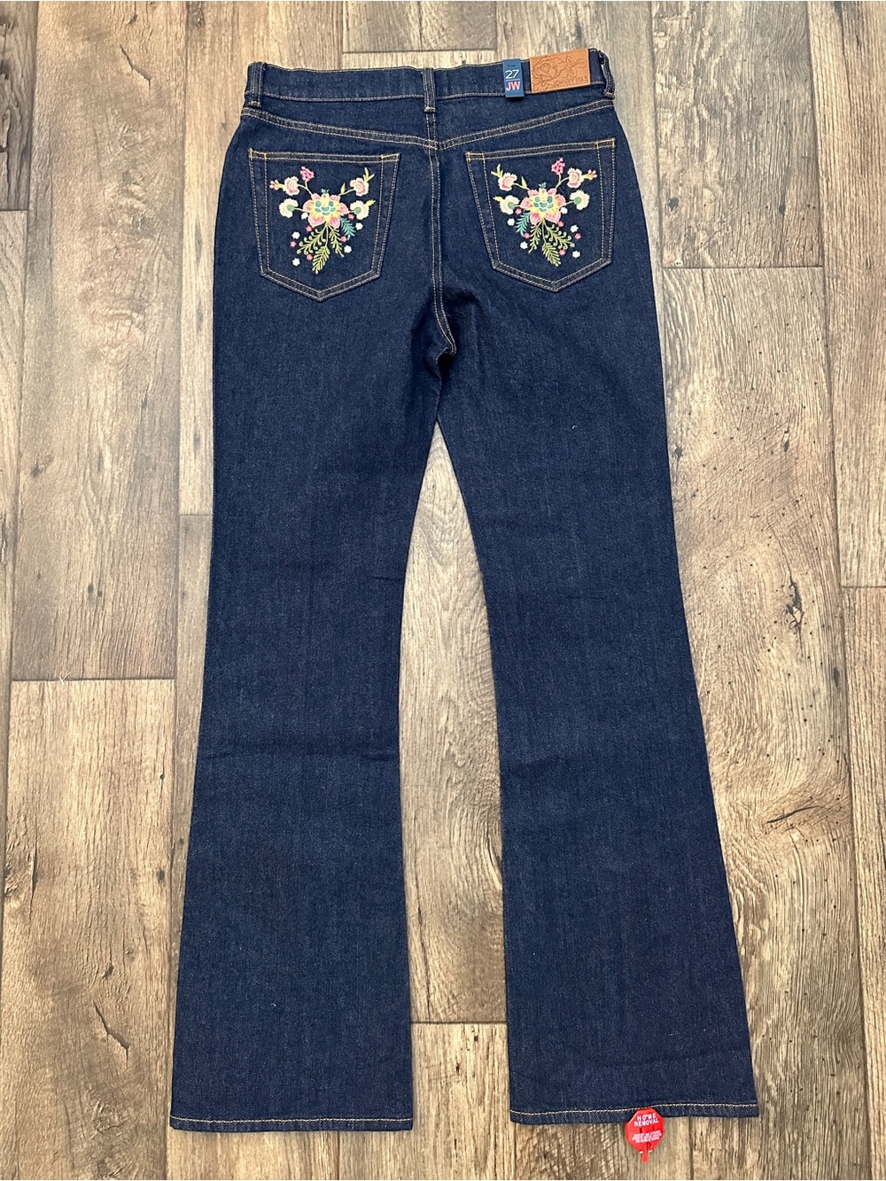 Johnny Was The Front Slit Jean Embroidered Pockets Womens Size 27 Dark Blue